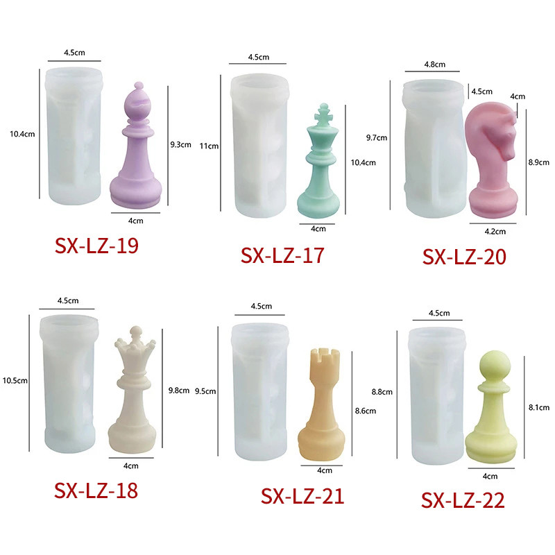 Lielas šaha sveķu veidnes 3D starptautiskās šaha figūru silikona veidnes sveķu liešanai UV epoksīda veidnes