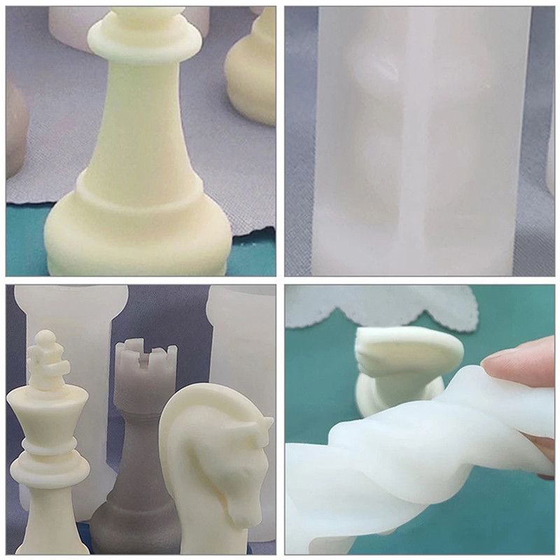 Lielas šaha sveķu veidnes 3D starptautiskās šaha figūru silikona veidnes sveķu liešanai UV epoksīda veidnes