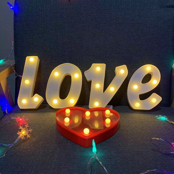 15CM LED светлини с букви Име Комбинация от букви Сърце Нощна лампа за рожден ден Свети Валентин Сватба Парти Декорация на бюро за дома