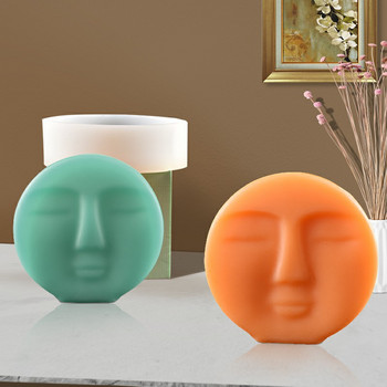 3D фигура Лице Силиконова форма за свещ Направи си сам комплект за правене на свещи с кръгла форма на лице Кръгла арт сапунена мазилка Консумативи за направа на смола