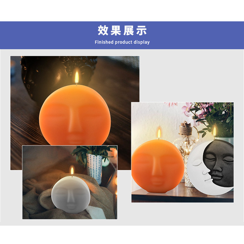 3D figūriņas seja silikona sveču veidne DIY apaļas sejas formas sveču izgatavošanas komplekts apaļas mākslas ziepju ģipša sveķu izgatavošanas piederumi