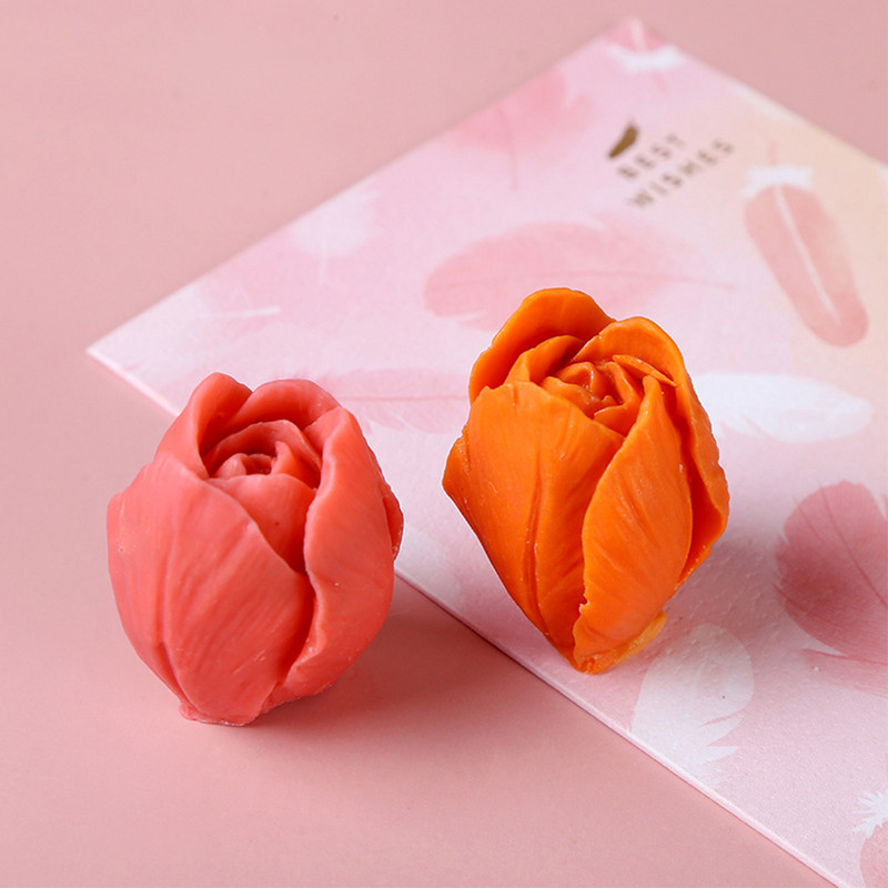 3D форма за свещи от лалета Силиконова форма Декорация на шоколадова торта Ръчно изработена Направи си сам форма за сапун Консумативи за правене на свещи