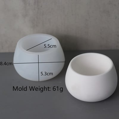 Ümmargune küünlapurk silikoonvorm betoon tsementkrohv lillepotivorm DIY kristall-epoksüvaigu hoiukarp käsitöövorm kodukaunistus
