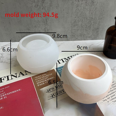 Ümmargune küünlapurk silikoonvorm betoon tsementkrohv lillepotivorm DIY kristall-epoksüvaigu hoiukarp käsitöövorm kodukaunistus