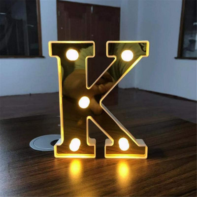 Alfabēts 26 angļu LED burtu nakts gaisma telts zīmju ciparu lampa Ziemassvētku rotājums mājas ballītei guļamistabā kāzu dzimšanas diena
