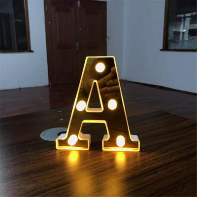 Alfabēts 26 angļu LED burtu nakts gaisma telts zīmju ciparu lampa Ziemassvētku rotājums mājas ballītei guļamistabā kāzu dzimšanas diena