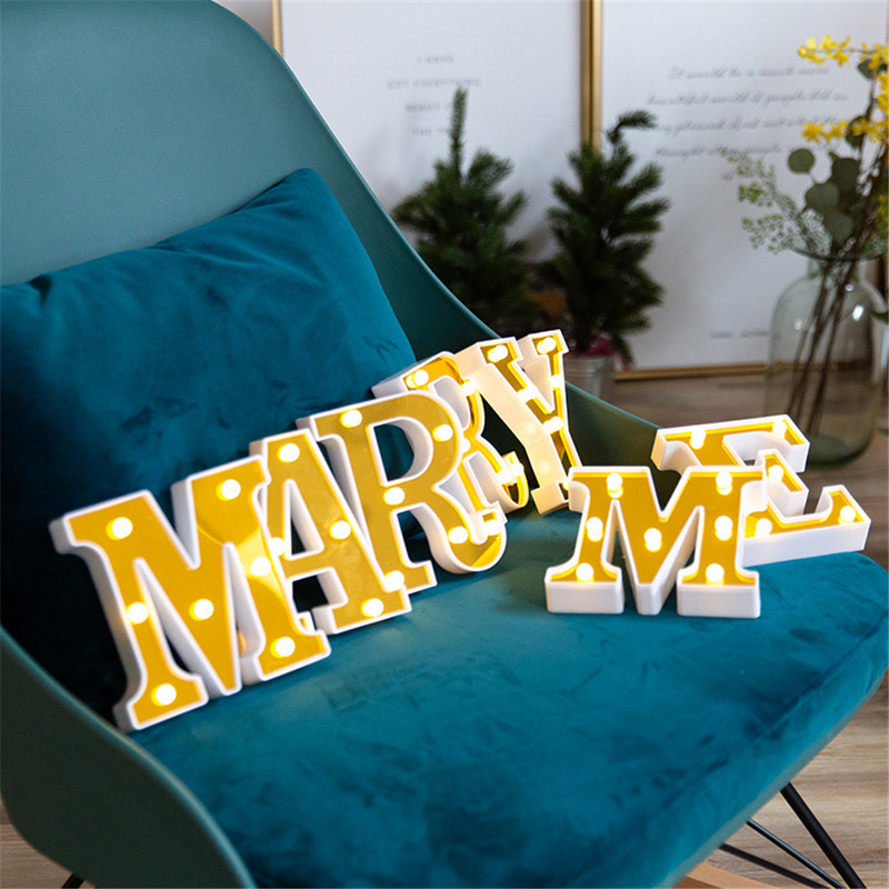 Alfabēts 26 angļu LED burtu nakts gaisma telts zīmju ciparu lampa Ziemassvētku rotājums mājas ballītei guļamistabā kāzu dzimšanas diena