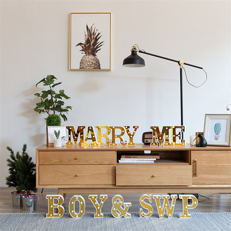 Alfabēts 26 angļu LED burtu nakts gaisma telts zīmju ciparu lampa Ziemassvētku rotājums mājas ballītei guļamistabā kāzu dzimšanas diena