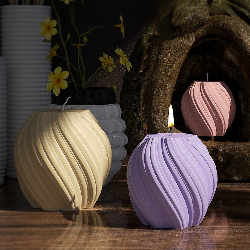 Вълнообразна въртяща се колонна свещ Силиконова форма Направи си сам Crystal Dropping Gel Wave Rotating Pendant Mold 3D силиконова форма за правене на свещи