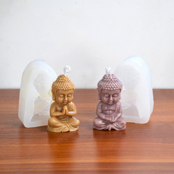 3D Буда Силиконова форма за свещи Направи си сам ръчно изработена църква Майтрейя Епоксидна смола Гипс Аромат Сапун Форми за печене Домашни занаяти Декор