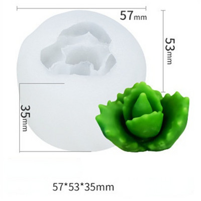 3D-mõõtmeline lihav kaktus, silikoonküünla vorm DIY viirukiküünla paisutav kivivorm