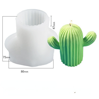 3D-mõõtmeline lihav kaktus, silikoonküünla vorm DIY viirukiküünla paisutav kivivorm