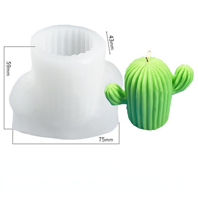 3D-mõõtmeline lihav kaktus, silikoonküünla vorm DIY viirukiküünla paisutav kivivorm