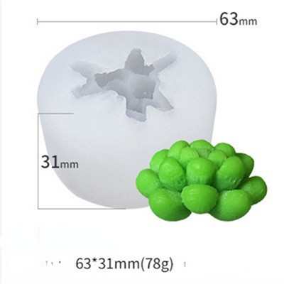 3D-mõõtmeline lihav kaktus, silikoonküünla vorm DIY viirukiküünla paisutav kivivorm