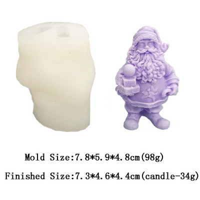Moș Crăciun Lumânare de Crăciun Tort Forma decorativă pentru copt Tencuială Aromaterapie Ciocolată Epoxidică Diy Mold din silicon realizată manual