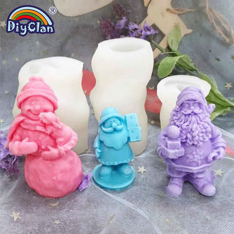 Moș Crăciun Lumânare de Crăciun Tort Forma decorativă pentru copt Tencuială Aromaterapie Ciocolată Epoxidică Diy Mold din silicon realizată manual