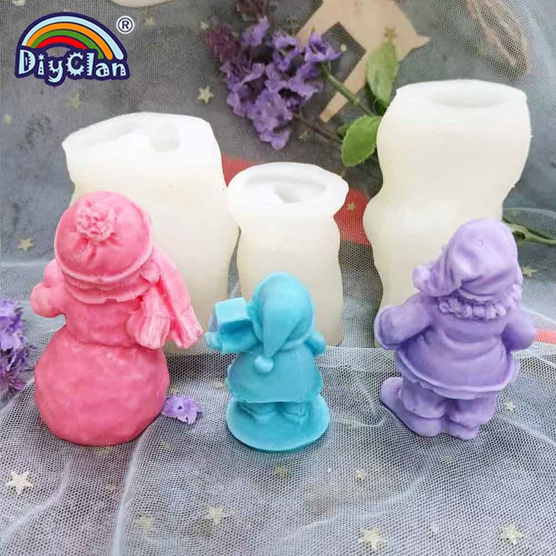 Moș Crăciun Lumânare de Crăciun Tort Forma decorativă pentru copt Tencuială Aromaterapie Ciocolată Epoxidică Diy Mold din silicon realizată manual