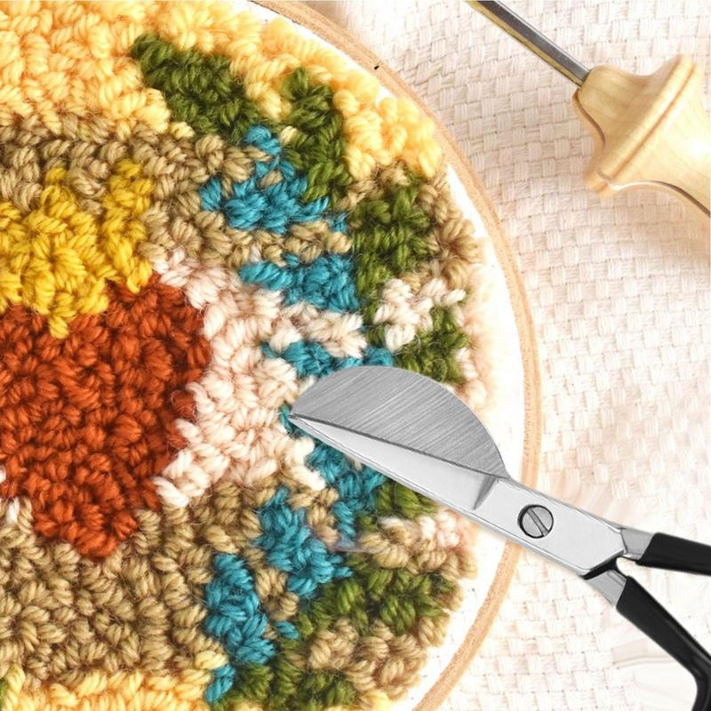 Kacsacsőrű penge olló Vágó olló Bojtos szőnyeg Gumi fogantyú Precíziós rátét kézműves szőnyeg háztartási varróeszköz