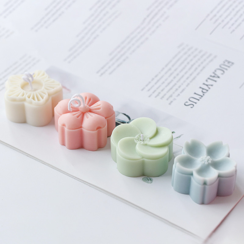 4 DB Virág Cseresznyevirág Sakura Jelly Forma Gyertya Szilikon Forma Csokoládé Forma Sütemény Torta Forma Barkácsszappan