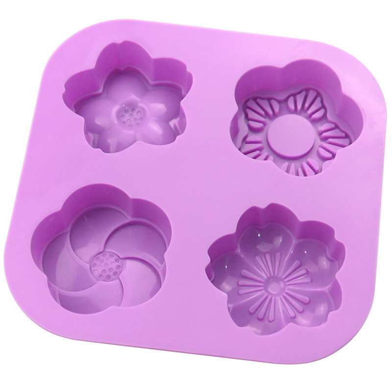 4 DB Virág Cseresznyevirág Sakura Jelly Forma Gyertya Szilikon Forma Csokoládé Forma Sütemény Torta Forma Barkácsszappan