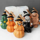 Halloween Witch Ghost Candle Mould σιλικόνης DIY Grimace Σαπούνι κολοκύθας Ρητίνη Γύψος Εργαλείο Κατασκευής Καλούπι σοκολάτας Φάρσα Δώρα για πάρτι