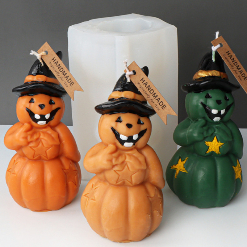 Halloween Witch Ghost Candle Mould σιλικόνης DIY Grimace Σαπούνι κολοκύθας Ρητίνη Γύψος Εργαλείο Κατασκευής Καλούπι σοκολάτας Φάρσα Δώρα για πάρτι