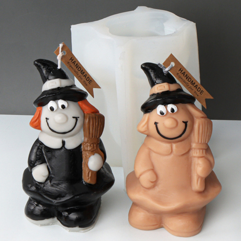 Halloween Witch Ghost Candle Mould σιλικόνης DIY Grimace Σαπούνι κολοκύθας Ρητίνη Γύψος Εργαλείο Κατασκευής Καλούπι σοκολάτας Φάρσα Δώρα για πάρτι