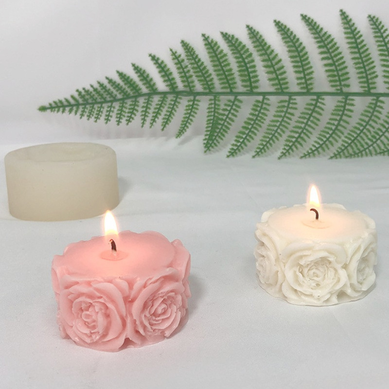 Roosiõiekujuline silikoonküünlavorm šokolaadikook Fondant-vormid Käsitsi valmistatud seep Aroomiteraapia kipsvorm Kodukaunistuse tööriistad