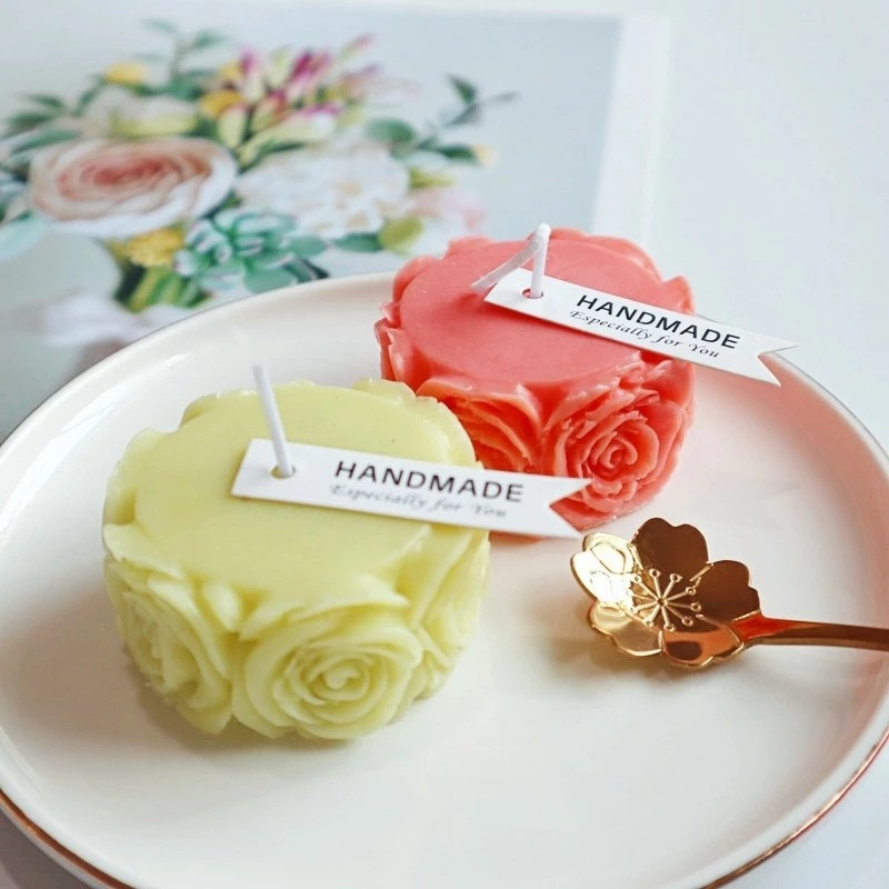 Roosiõiekujuline silikoonküünlavorm šokolaadikook Fondant-vormid Käsitsi valmistatud seep Aroomiteraapia kipsvorm Kodukaunistuse tööriistad