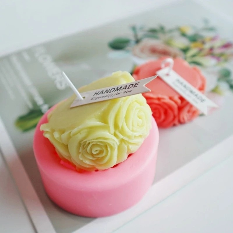 Roosiõiekujuline silikoonküünlavorm šokolaadikook Fondant-vormid Käsitsi valmistatud seep Aroomiteraapia kipsvorm Kodukaunistuse tööriistad