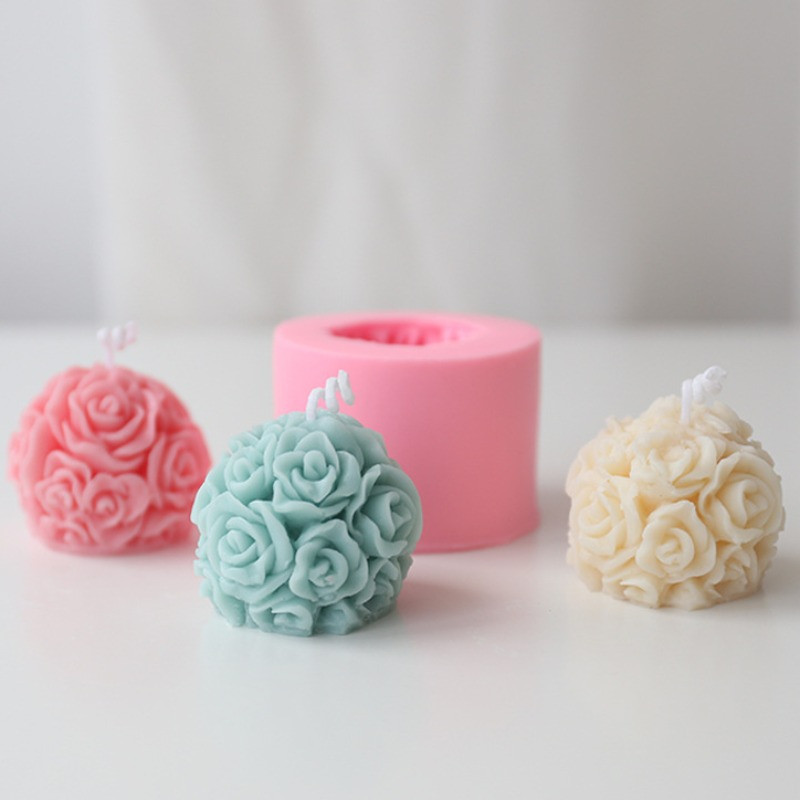 Roosiõiekujuline silikoonküünlavorm šokolaadikook Fondant-vormid Käsitsi valmistatud seep Aroomiteraapia kipsvorm Kodukaunistuse tööriistad