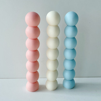 Geometry 6 Ball Cylinder Силиконова форма за свещ Направи си сам Захарна кратуна Сапун Смола Gyp Инструмент за правене на Шоколадови бонбони Форма за домашен декор Подаръци