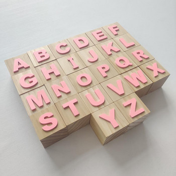 Fashion Wood Block Pine Wood Letter Block Χωρίς γρατσουνιές Ανεξάρτητο Early Educational Letter Block χωρίς γρατσουνιές