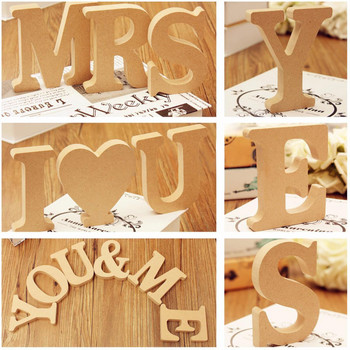 Домашен декор Дървена буква Английска азбука Персонализирано име Дизайн Арт занаят Свободно стояща сватба Декорация за рожден ден