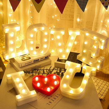 Γράμμα αλφαβήτου Αριθμός Λαμπτήρα LED Νυχτερινά φωτάκια Γάμος Γενέθλια Σπίτι Τοίχου Διακόσμηση Σπίτι Υπνοδωμάτιο Προσωποποιημένα στολίδια