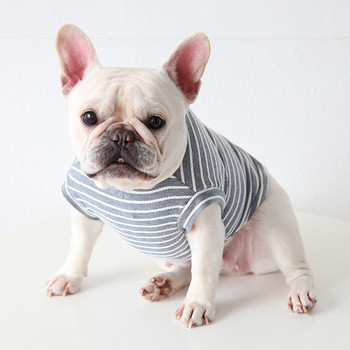 Xs-xxl Размер Розово Сиво Цветове Пролетни и есенни дрехи за кучета с щампи на райета Мек материал Памук Дрехи за домашни любимци Дизайнерски дрехи за кучета