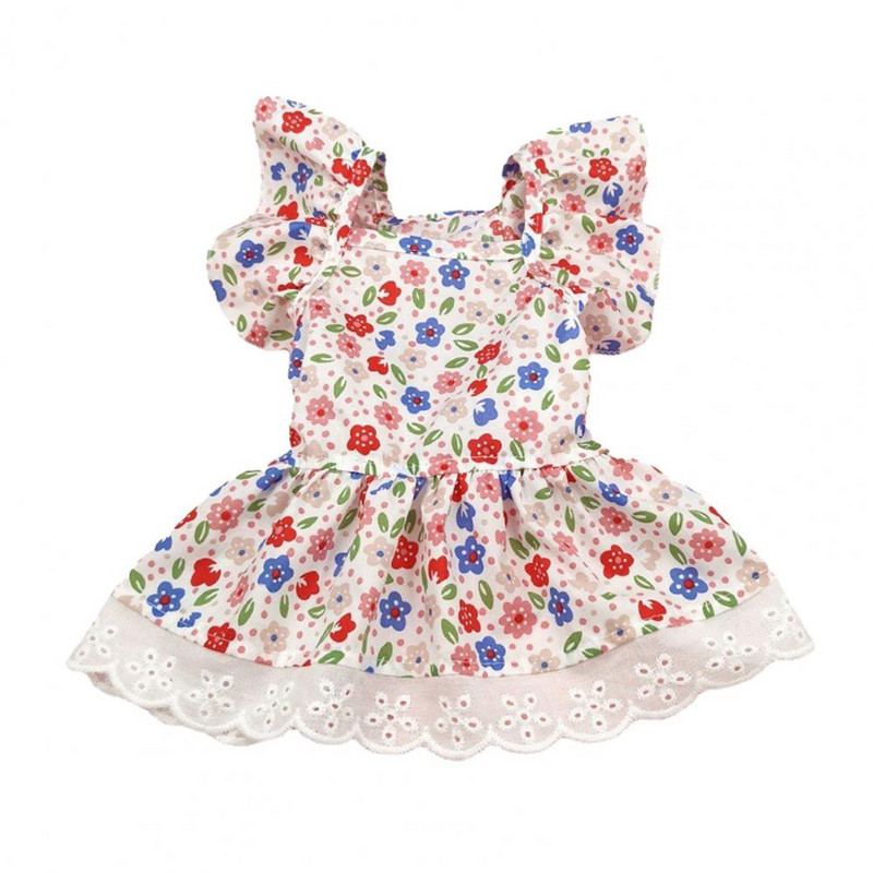 Mājdzīvnieku kleita ērta pieskāriena kucēnu kleita Viegli valkājama kleita Skaisti mežģīņu apakšmala suņu apģērbi