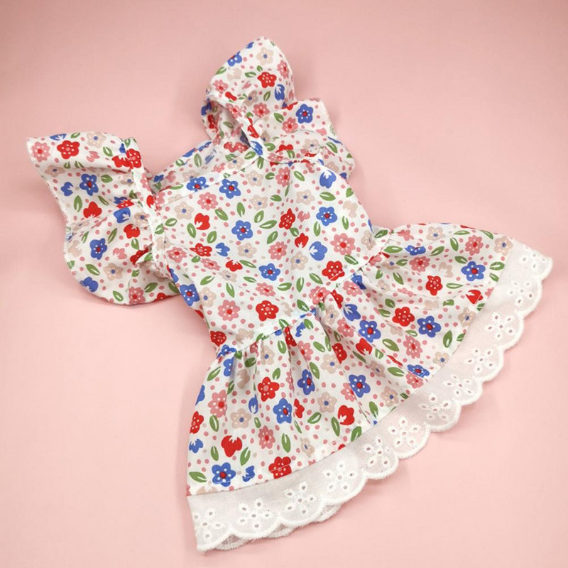 Mājdzīvnieku kleita ērta pieskāriena kucēnu kleita Viegli valkājama kleita Skaisti mežģīņu apakšmala suņu apģērbi