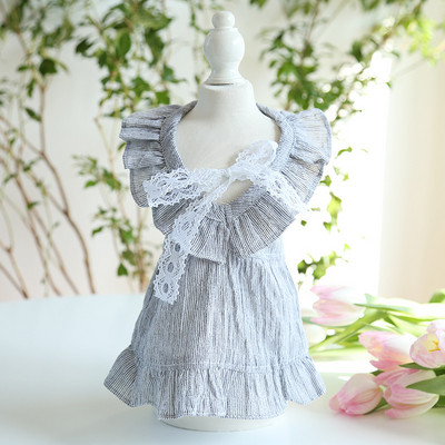 Îmbrăcăminte pentru câini Culori gri albastru Rochii de vară pentru câini pentru 2023 Cele mai noi fuste de epocă cu guler din dantelă pentru câini haine pentru animale de companie