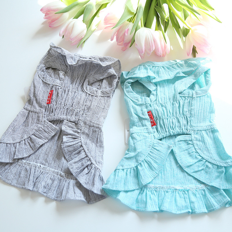 Îmbrăcăminte pentru câini Culori gri albastru Rochii de vară pentru câini pentru 2023 Cele mai noi fuste de epocă cu guler din dantelă pentru câini haine pentru animale de companie