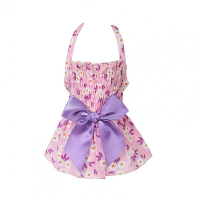 Lemmikloomade päitsetega kleit vibusõlme printsesskleit lemmiklooma kostüüm Mugav pehme pilkupüüdev puuvillane lilletrükk lemmikloomakoer