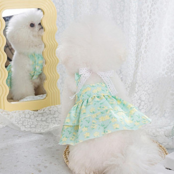 Рокля на принцеса Аксесоари за домашни любимци Рокля за домашни любимци Натрошени цветя Висока еластичност Елегантна рокля Полиестерно кученце Флорални
