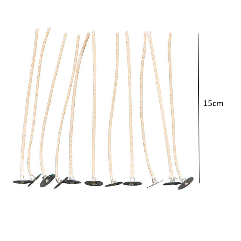 50tk 15cm suitsuvaba küünlataht puuvillane sojavaha taht suur alus majapidamises kootud küünlataht petrooleumi lambi vaha niit