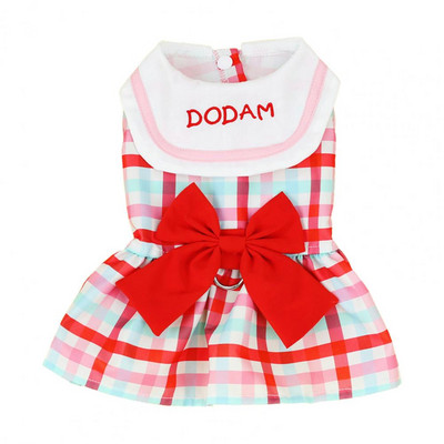 Rochie pentru câini Poliester Fără mâneci Culoare contrastantă Design cu fundiță în carouri Fusta de pluș Lavabilă Ușor de purtat Rochie de cățeluș rezistentă la uzură