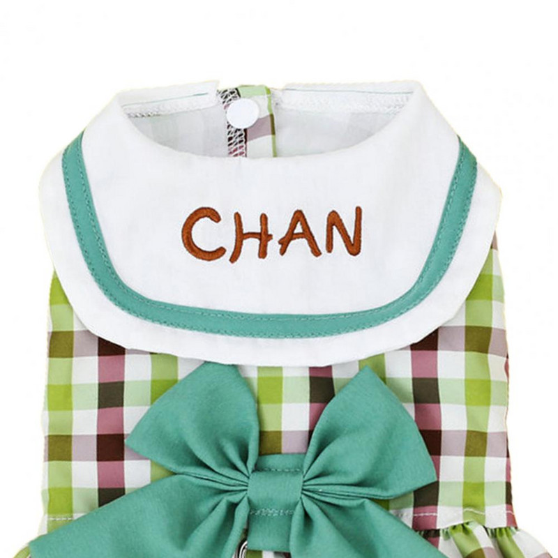 Rochie pentru câini Poliester Fără mâneci Culoare contrastantă Design cu fundiță în carouri Fusta de pluș Lavabilă Ușor de purtat Rochie de cățeluș rezistentă la uzură