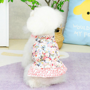 Красива лятна рокля за куче Очарователна рокля за обличане Ярки цветни флорални шарки Рокля за кученце за домашни любимци Кученце Принцеса
