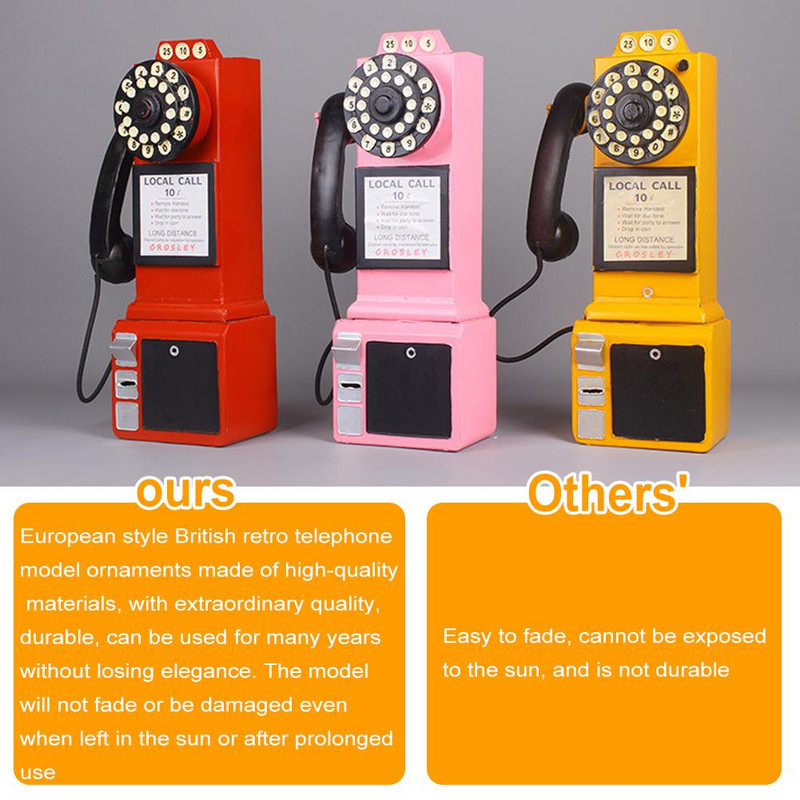 3χρωμα Vintage Μοντέλο Τηλεφώνου Διακοσμητικά Επιτοίχιας Μοντέλα Ρετρό Τηλέφωνο Τηλέφωνα Μινιατούρα Κινητά Τηλέφωνα για Μπαρ Διακόσμηση σπιτιού