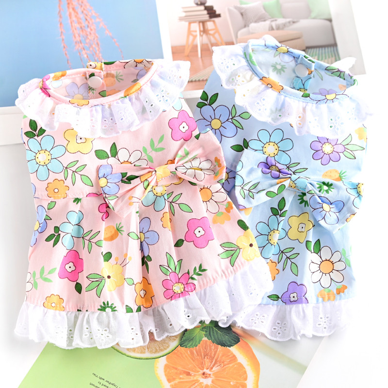 Rochie florală pentru cățeluș de primăvară Rochie de prințesă pentru câini Fusta pentru pisici Îmbrăcăminte pentru animale de companie Îmbrăcăminte pentru cățeluși pentru pisici Haine Yorkshire Chihuahua Yorkshire