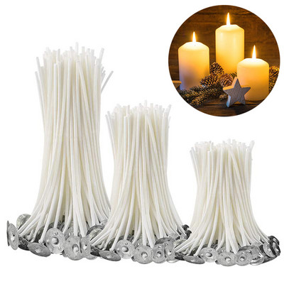 2.6-20cm 50 PCS/100 PCS Candle Wicks Smokeless Wax Pure Cotton Core For DIY Candle Making Pre-Waxed Wicks Party Supplies