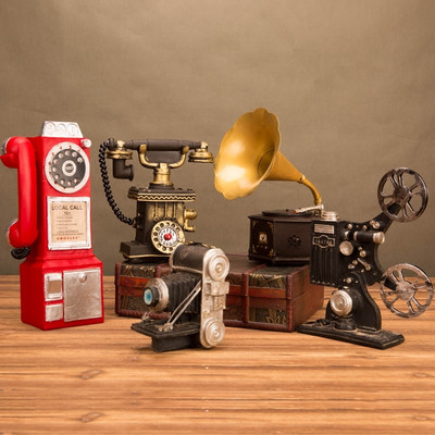 Ρετρό Vintage Μοντέλο Τηλεφώνου Αγάλματα Επιτοίχια Έπιπλα Τηλέφωνο Χειροτεχνίες Δώρο για Μπαρ Παλιά Τηλέφωνα Σπίτι αντίκες Διακόσμηση σπιτιού